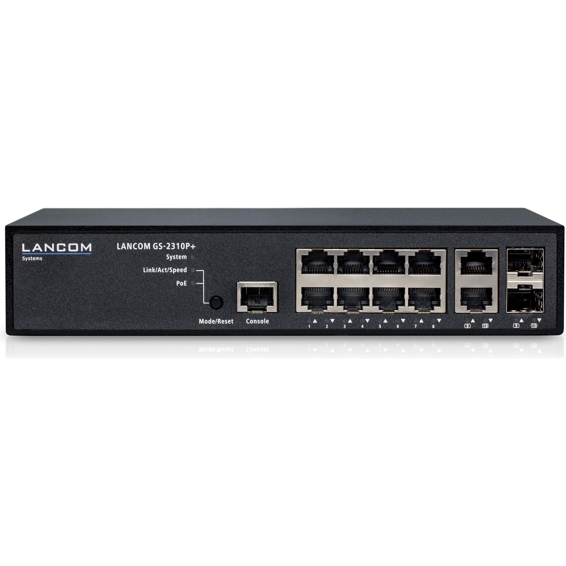 Lancom Systems Gs-2310p+ Mg. Sw. 10p. (8 Ports), Netzwerk Switch, Schwarz