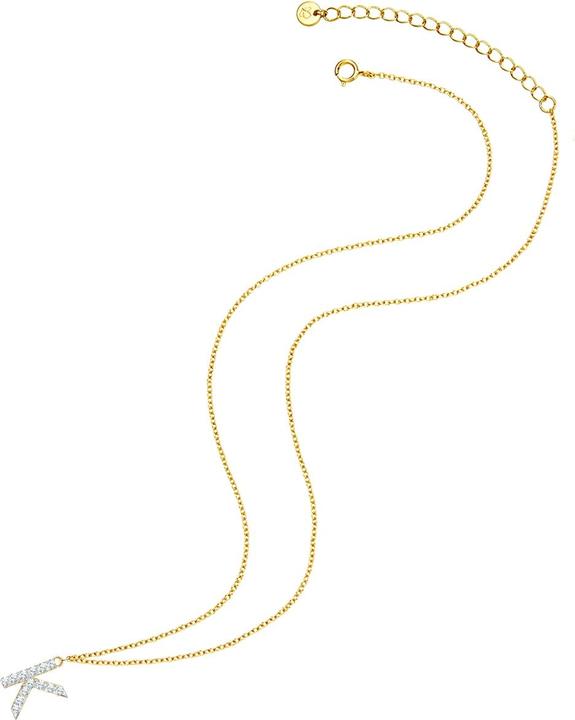 Immagine prodotto Glanzstücke München Catena da donna lettera K in argento sterling con zirconi in oro giallo 45,0 cm di base + 5,0 cm di (000 placcato oro giallo 14 carati, Argento 925, 40 - 45 cm)