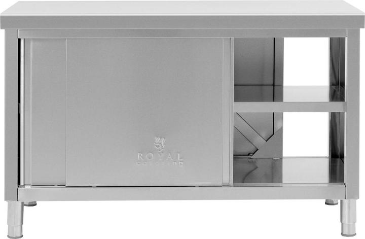 Produktbild Royal Catering Edelstahl-Arbeitsschrank mit Durchreiche 140 x 70 cm 500 kg Durchreicheschrank (140 cm, 87 cm)