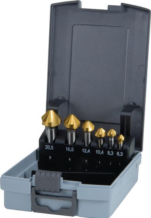 Actual product image Ruko Taper and deburring countersink 90° sets. Plastic box.set (16.5 mm, 8,3, 6,3, 12.4 mm, 10.4 mm, 20.5 mm)