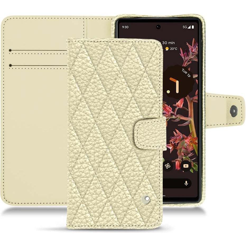 Noreve Lederschutzhülle Wallet (Google Pixel 6), Smartphone Hülle, Weiss