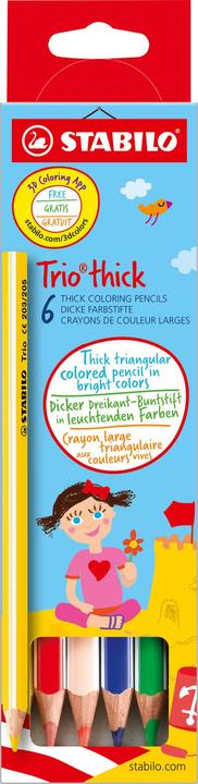 Immagine prodotto STABILO Matita colorata triangolare ® Trio®, spessa, scatola in cartone con 6 matite (Colori assortiti, 1 x)