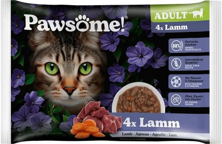 Actual product image Pawsome Adult Lamm 85gx4, Flowpack (Adult, 15 pcs., 340 g)