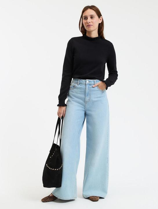 Image du produit La Redoute Collections Pull à col montant ruché et manches longues (XS)