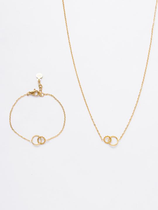 Tara Style Two Circles Twisted Set (waterproof) (18k Edelstahl vergoldet, 100% wasserfest)