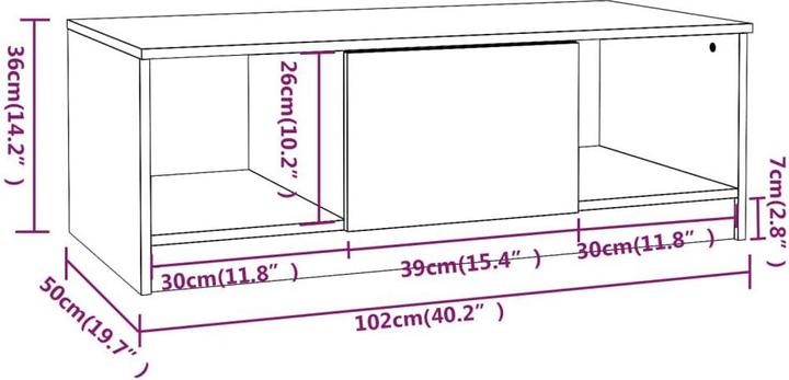 Image du produit vidaXL Couchtisch (102 x 50 x 36 cm)