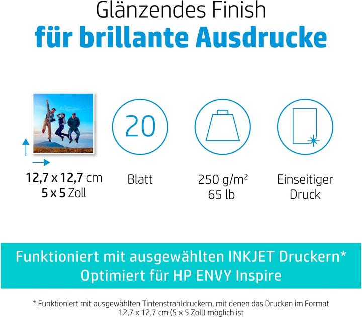 Image du produit HP Advanced Brillant (250 g/m², 127 x 127 mm, 20 x)