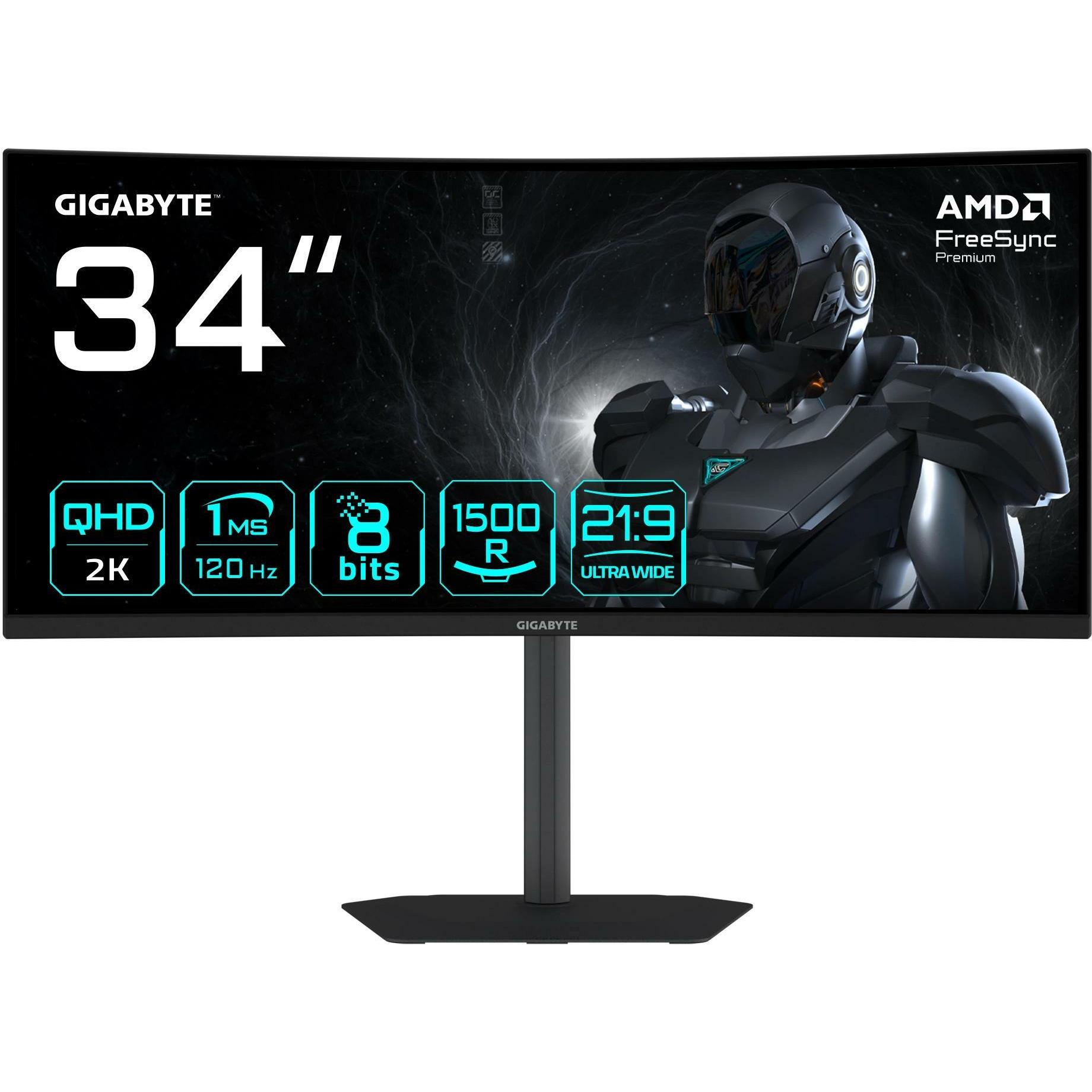 Gigabyte GS34WQCA (3440 x 1440 Pixel, 34"), Monitor, Schwarz