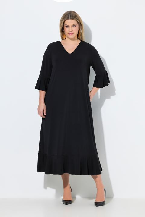 Actual product image Ulla Popken Back Cutout Flounce Panel Dress (62)