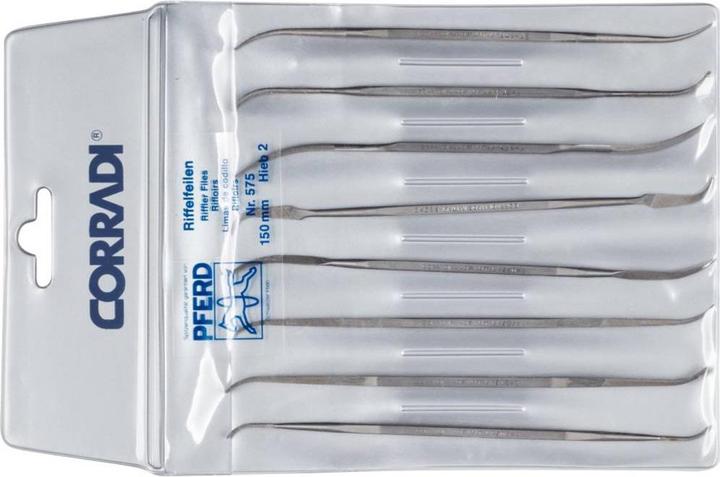 Actual product image Pferd Riffle files set precision 8 pcs. type 575 150 mm Swiss cut 2 medium fine length 1 pc. (Slash 5, 150 mm)