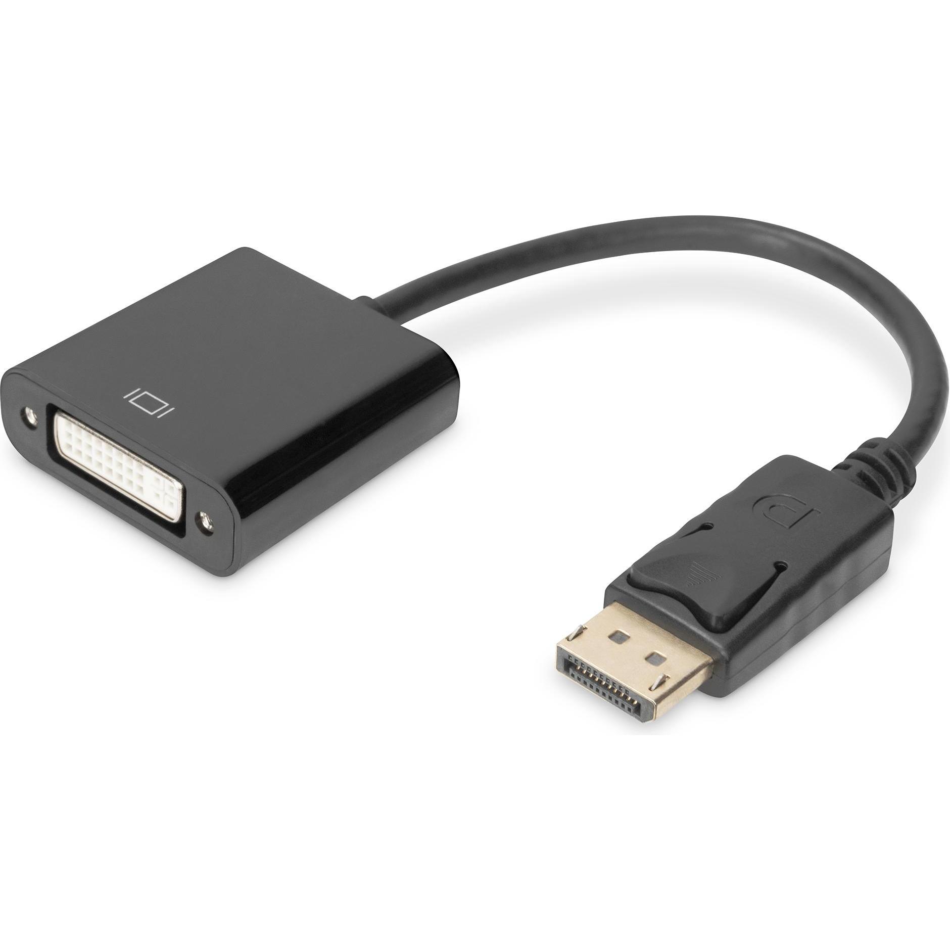 Digitus DisplayP.Adapterk,DP/DVI 0.15m (DVI, 15 cm), Data + Video Adapter, Schwarz