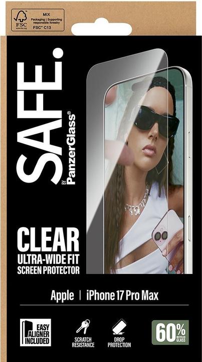 Immagine prodotto PanzerGlass SAFE by Apple iPhone 17 Pro Max - Ultra-Wide-Fit (1 Pezzo/i, Apple iPhone 17 Pro Max)