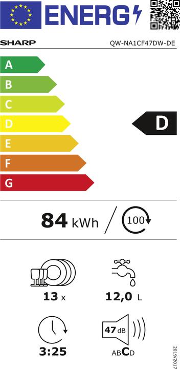 Label énergétique Sharp QW-NA1CF47DW-FR