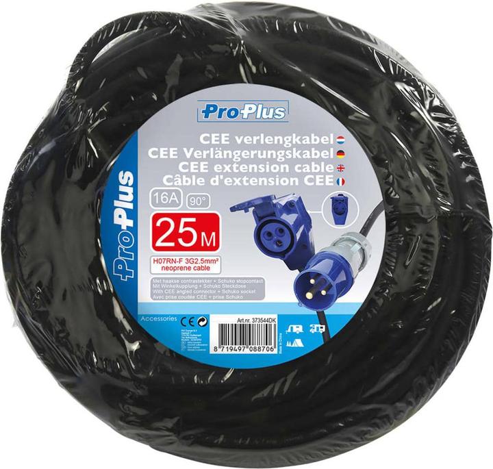Actual product image ProPlus CEE extension cable with angle coupling + Schuko socket outlet (25 m)