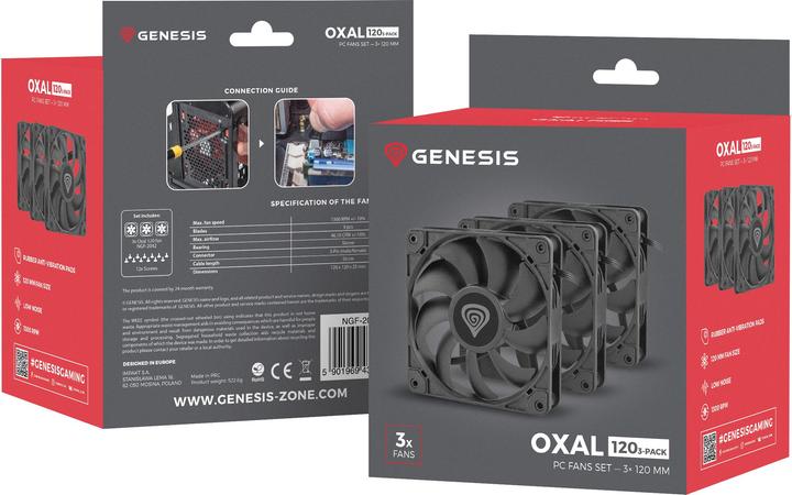 Produktbild Genesis Natec Gehäuselüfter-Set Oxal 120 3in1 (120 mm, 3x)