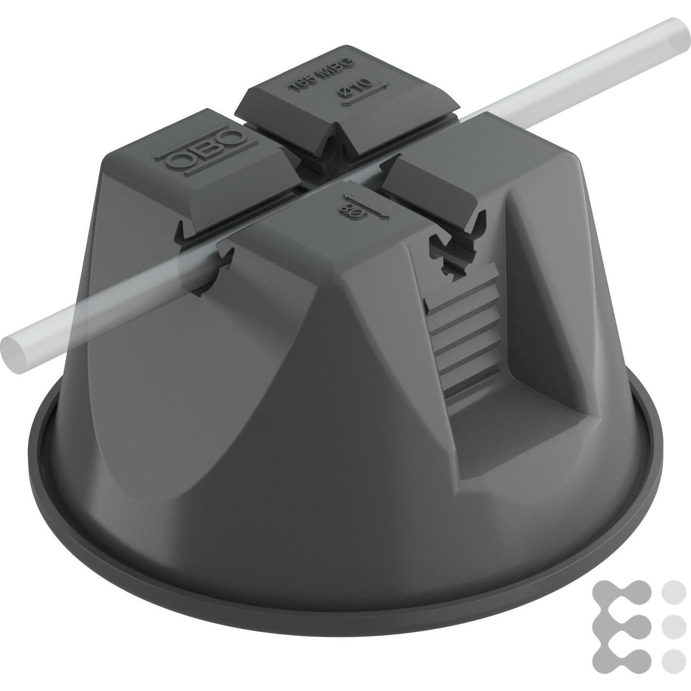 OBO Bettermann Dachleitungshalter Ø8-10m Flachd m.Clip kleb Kst Beton 133,5mm, Elektronikzubehör + Gehäuse, Schwarz