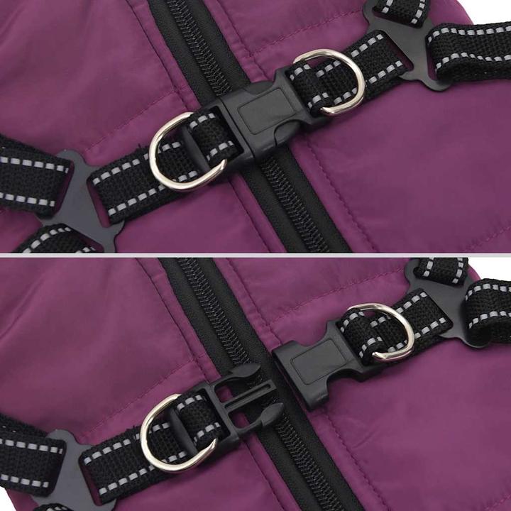 Actual product image vidaXL Dog coat with harness Waterproof Reflective Purple (40, Dog coat)