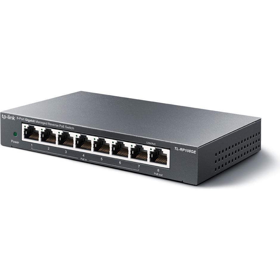 TP-Link TL-RP108GE Easy Smart Switch, 7xGb passives POE-in, 1xGb passives POE-out (8 Ports) (RP108GE)