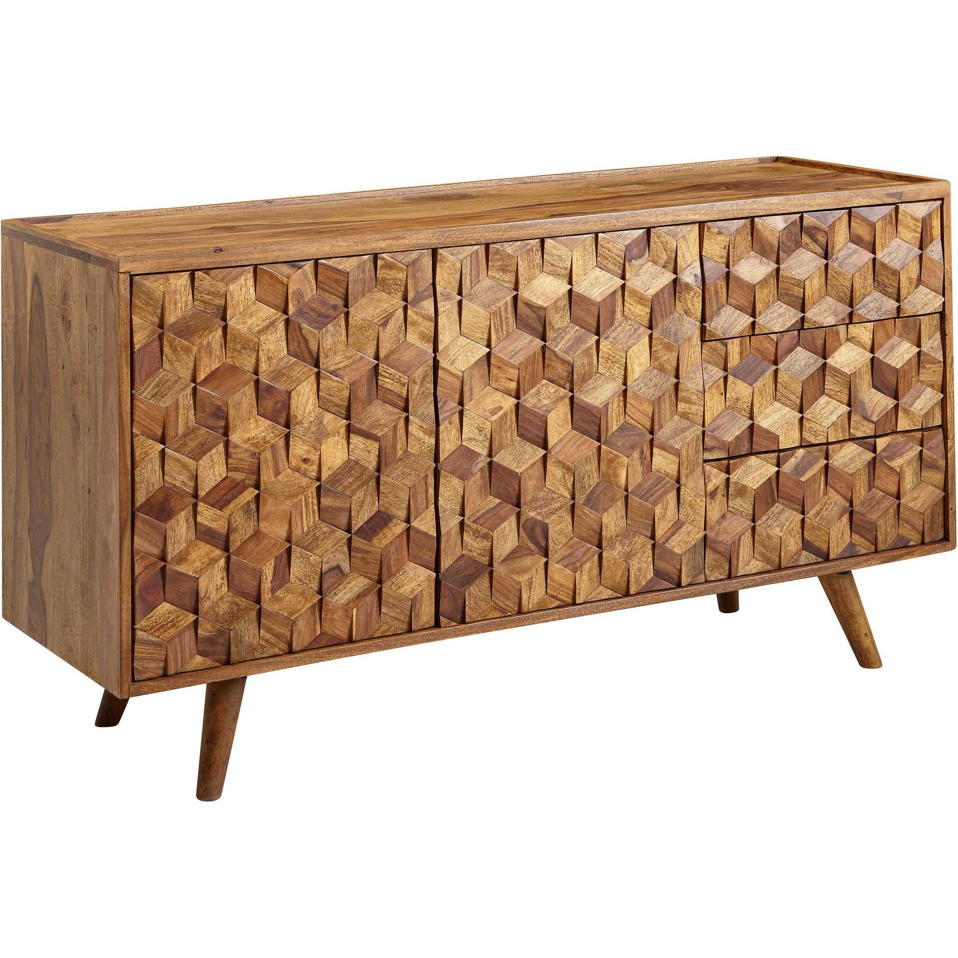 FineBuy, Kommode + Sideboard, Sideboard Sheesham Braun