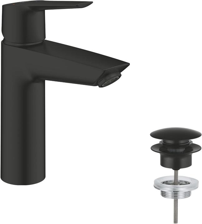 Produktbild Grohe Start QuickFix Lavaboarmatur, M-Size, Push-Open, Kaltwasser bei Mittelstellung, mattschwarz