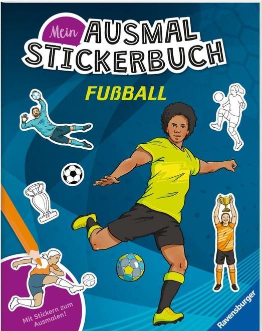 Ravensburger Mein Ausmalstickerbuch Fussball - Large book with over 300 stickers, lots of stickers to colour in