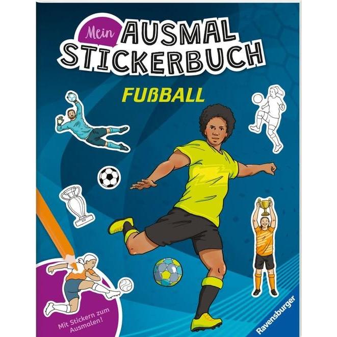 Ravensburger, Sticker, Mein Ausmalstickerbuch Fussball - Grosses Buch mit über 300 Stickern, viele Sticker zum