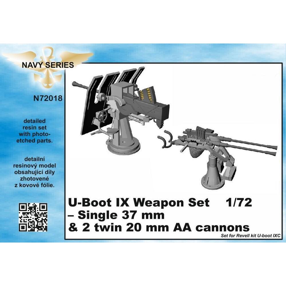 CMK U-Boot IX Weapon Set-Single37mm&2twin20m AA cannons for Revell kit