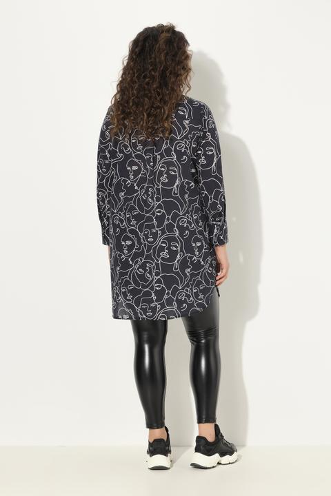 Produktbild Ulla Popken Longbluse, Gesichter, A-Linie, Hemdkragen, Langarm (54)