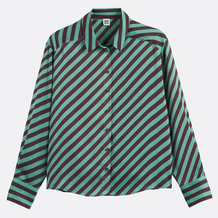 Produktbild La Redoute Collections Gestreifte Satinbluse mit langen Ärmeln (XXL)