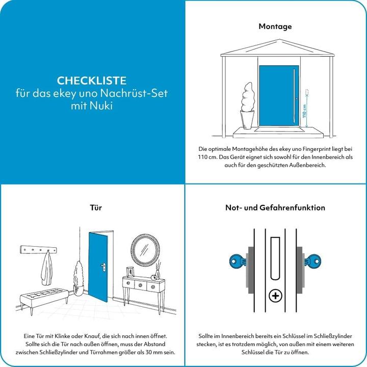 Actual product image Ekey UNO 200206 Fingerprint access system plus door lock drive surface-mounted, wall IP54 (Bluetooth, Fingerprint)