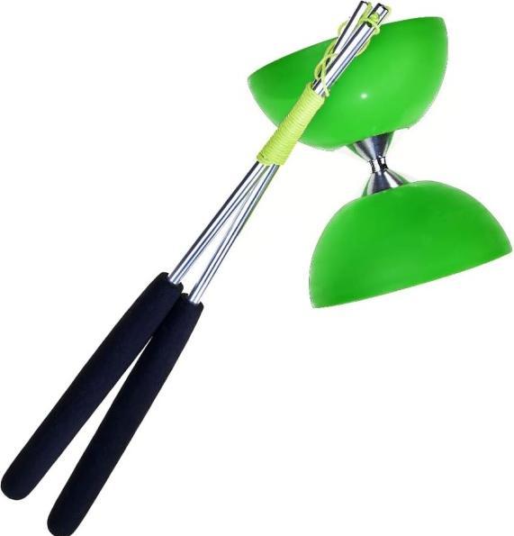 Actual product image Eureka! Rubber Diabolo met Aluminium Stokken - Donkergroen