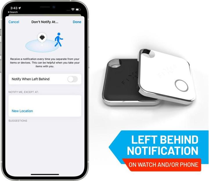 Actual product image Fixed Tag with Find My support, Black (iOS)