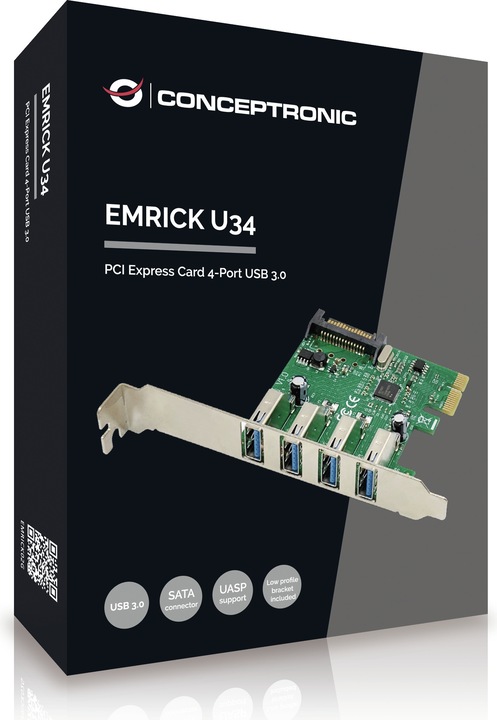 Actual product image Conceptronic 4-port USB 3.0 PCI Express card