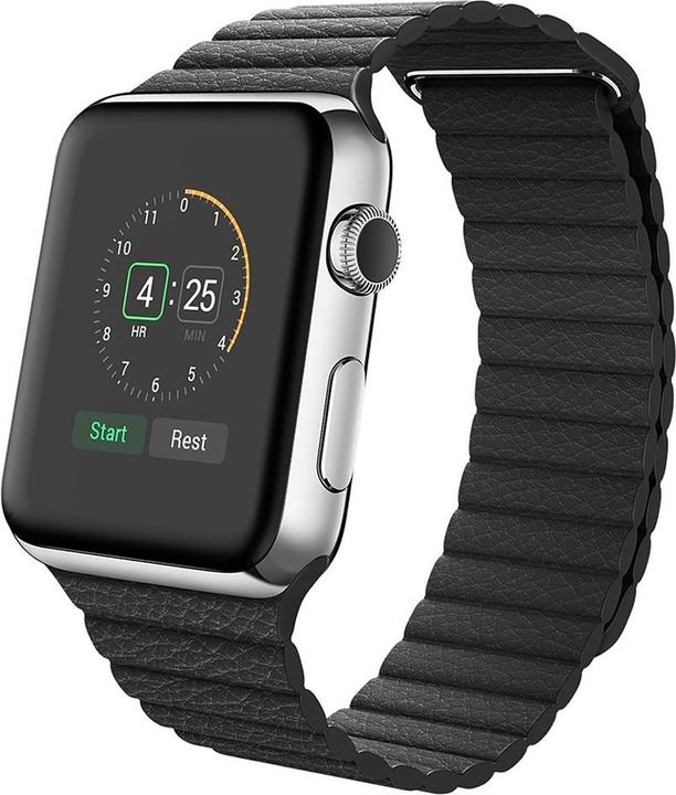 Immagine prodotto Cover-Discount Apple Watch 42 / 44mm - Cinturino in pelle con passante magnetico nero (44 mm, 42 mm, Silicone, Ecopelle)