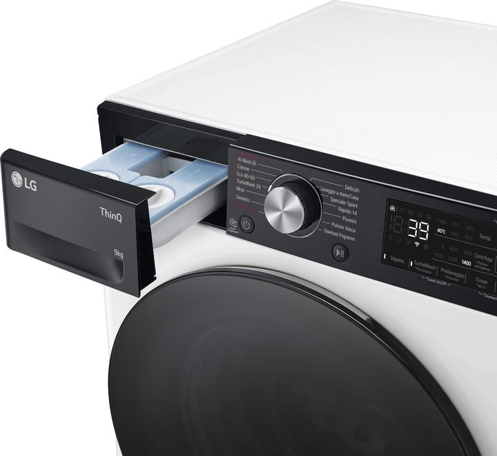 Actual product image LG F4R7509TSWB Washing machine 9kg AI DD, Class A-10%, 1400 rpm, TurboWash, Autodose (9 kg, Left)