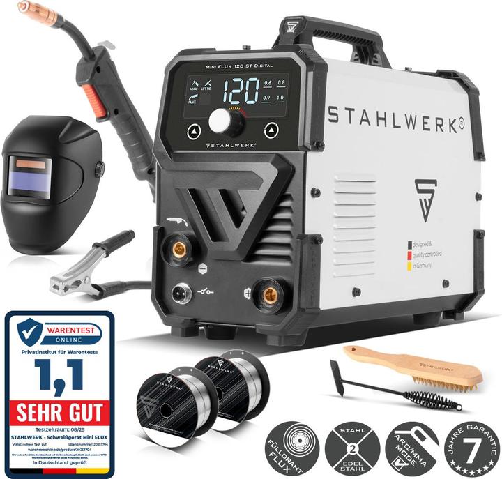 Produktbild Stahlwerk Schweissgerät Mini FLUX 120 ST mit ARC | MMA-Funktion Vollausstattung