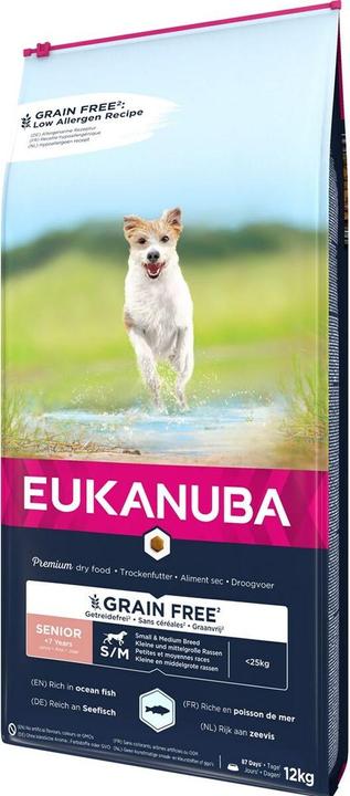 Actual product image Eukanuba Grain Free Senior small/medium breed, Ocean fish - dry dog food - 12 kg (Senior, 1 pcs., 12000 g)