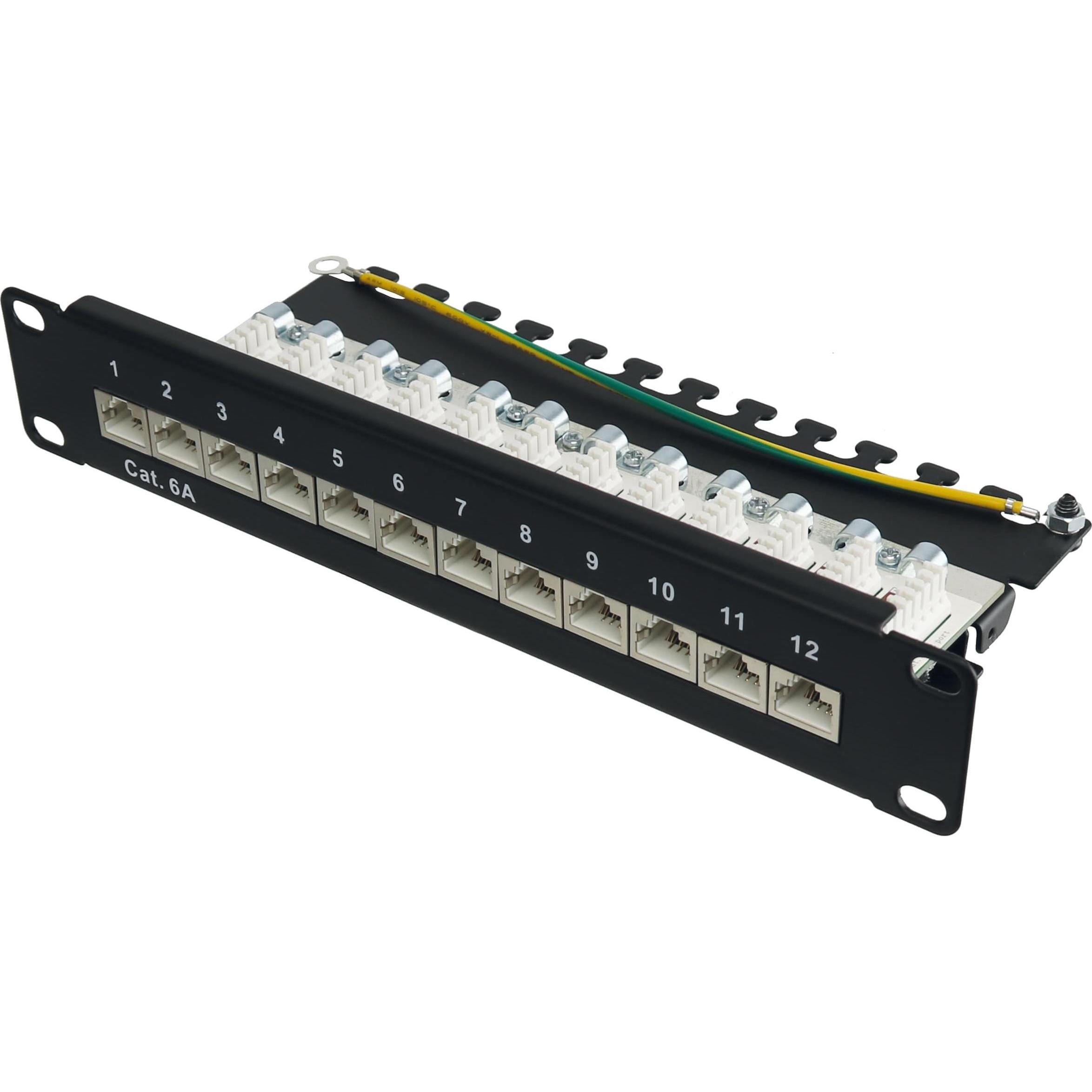 Red4Power CAT.6a Patchpanel R4-N106S, 12-fach, 10", schwarz, Server Zubehör, Schwarz