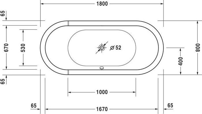 Actual product image Duravit Oval bathtub STARCK 1800x800mm, 2 back slopes white (170 l, 180 cm, 80 cm)