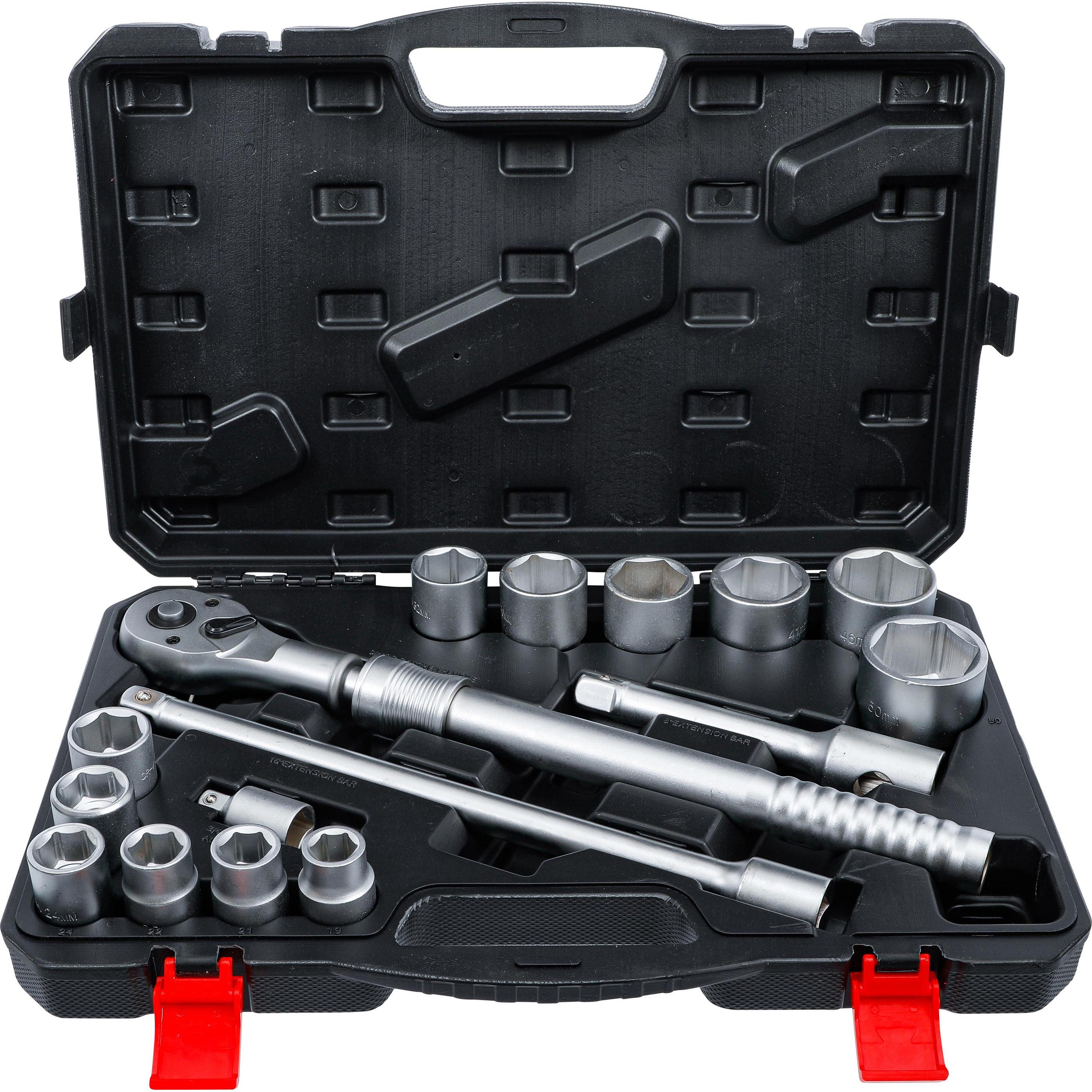 BGS, Steckschlüssel + Stecknuss, Steckschlüssel-Satz (19 mm, 21 mm, 24 mm, 27 mm, 22 mm, 30 mm, 32 mm, 36 mm, 38 mm, 41 ...