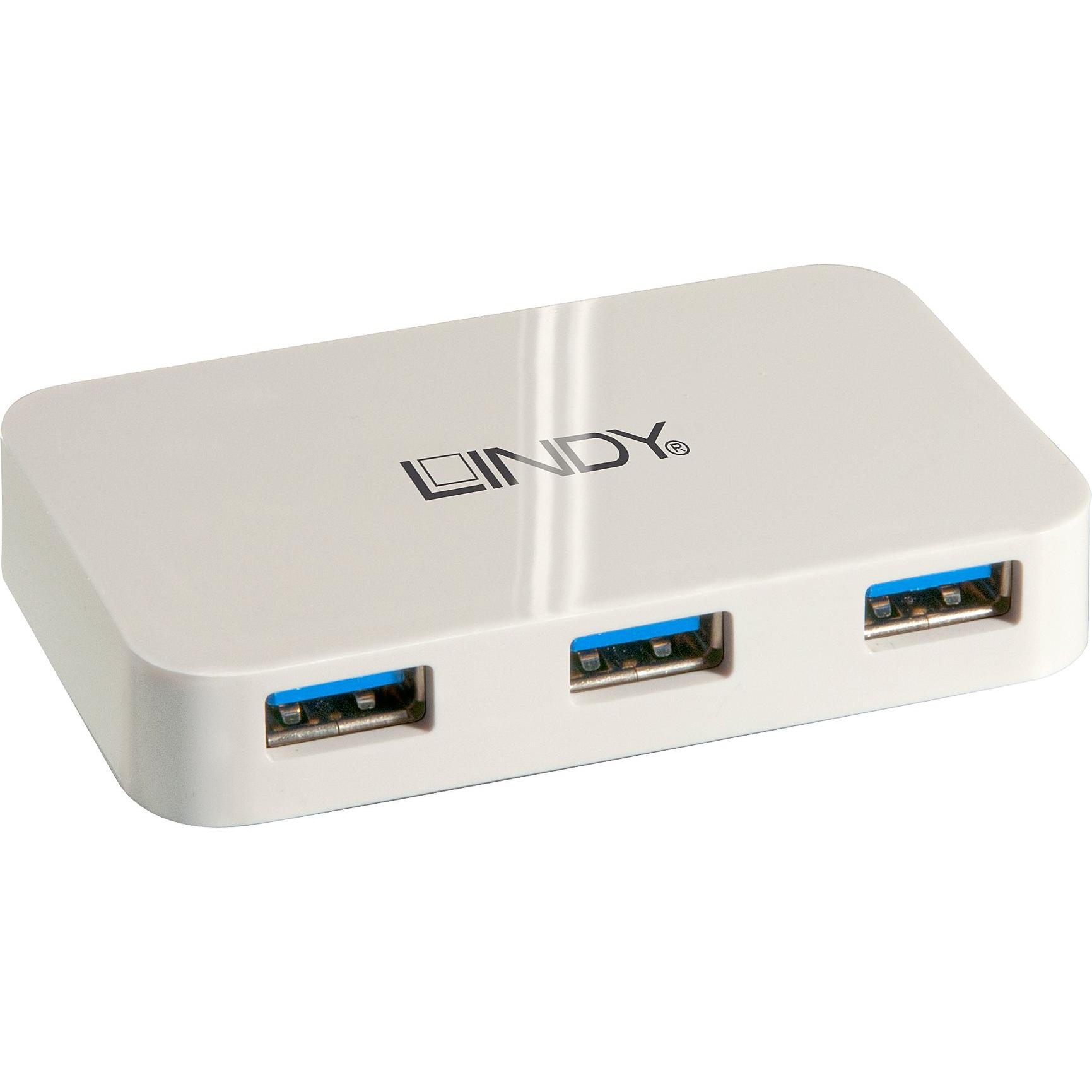 Thumbnail - Lindy USB 3.0 Hub Basic 4 Port (USB-A, 3 Ports), Dockingstation + USB Hub, Weiss