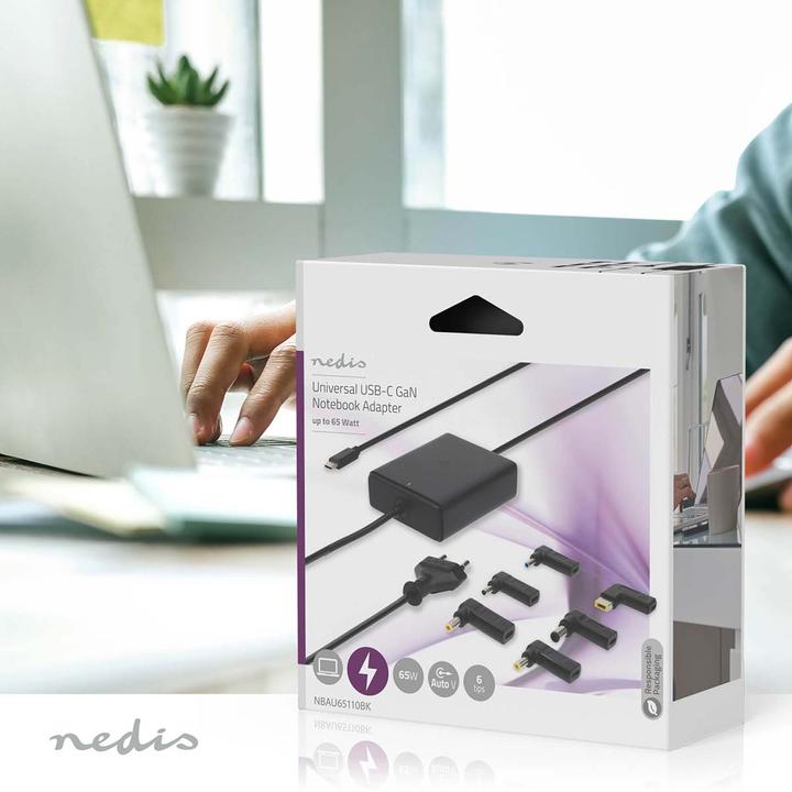 Produktbild Nedis Notebook Adapter | GaN | 65 W | 5 / 9 / 12 / 15 / 20 V DC | 2.4 / 3.0 / 3.25 A | Benutzt für: (65 W)