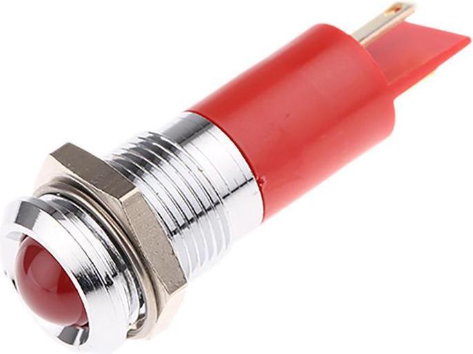 Produktbild RS PRO LED erhaben 14mm chrom 48-65Vdc rot