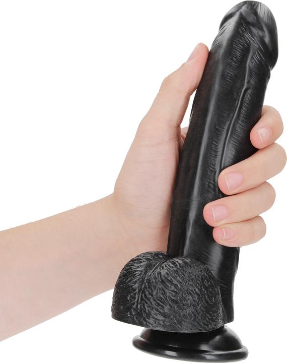 Productafbeelding RealRock Gebogen realistische dildo met ballen en zuignap - 8"/ 20,5 cm