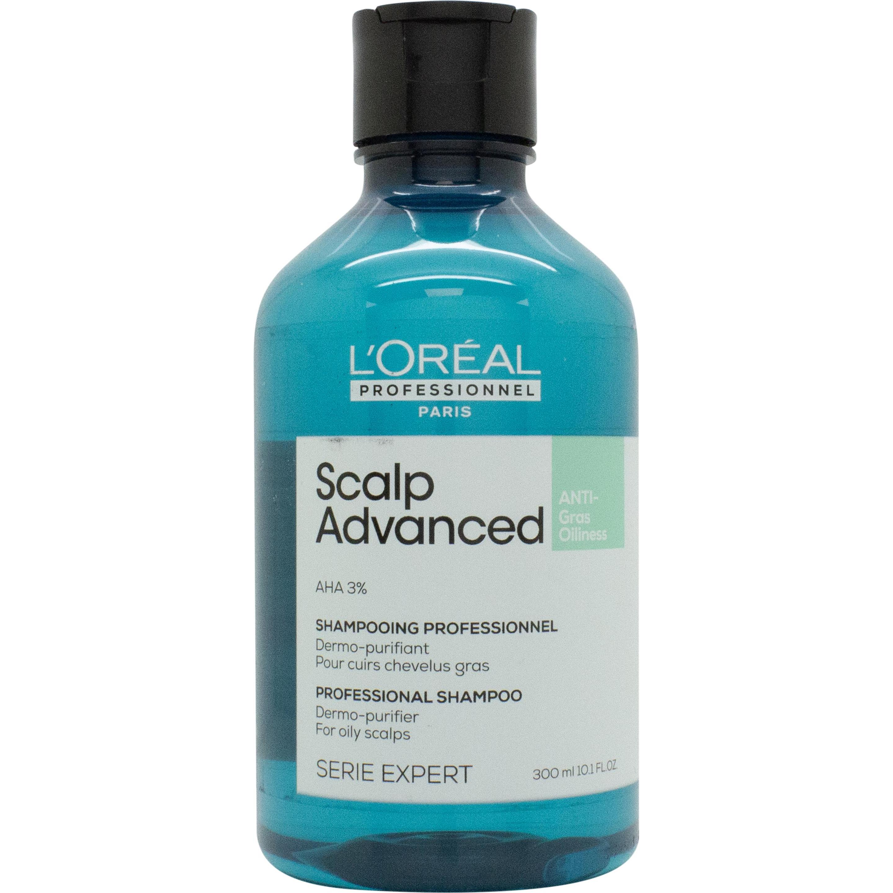 L'Oréal Paris, Shampoo, L'Oréal Professionnel - Shampoo detergente per cuoio capelluto grasso Scalp Advanced (Anti Oiliness (300 ml, Shampoo liquido)