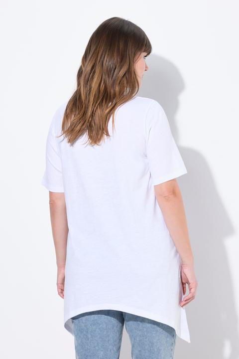 Actual product image Ulla Popken Eco Cotton Longline Pointed Hem Sunny Graphic Tee (50, 52)