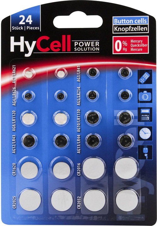 HyCell Set alcalino al litio (24 pz., LR44)