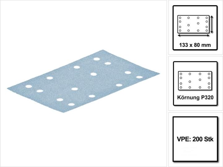 Produktbild Festool STF 80x133 Schleifstreifen Granat P320 80 x 133 mm 200 Stk. ( 2x 497125 ) für Rutscher RTS (P320)