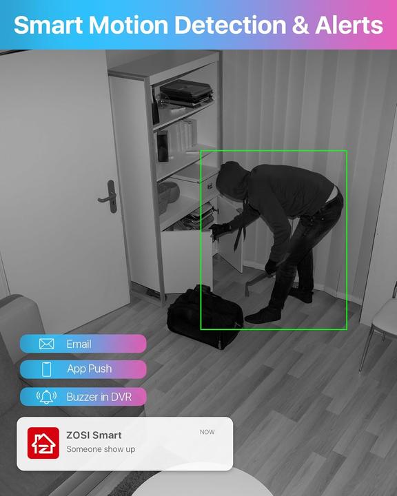 Actual product image Zosi Full HD 1080P Überwachungskamera-Set mit 8CH DVR (1920 x 1080 Pixels)
