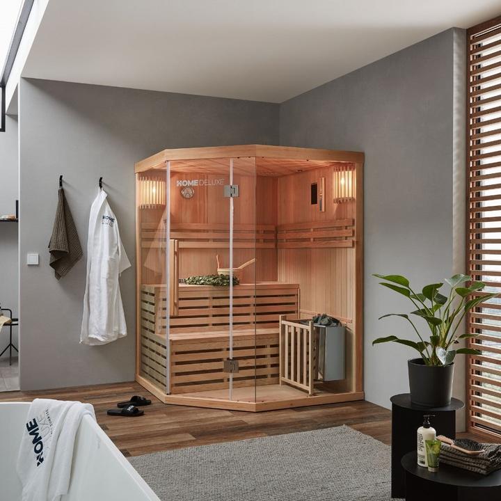 Actual product image Home Deluxe Indoor sauna CASHEIM XL - 150 x 150 cm for 3 persons - Traditional sauna with 6kW heater